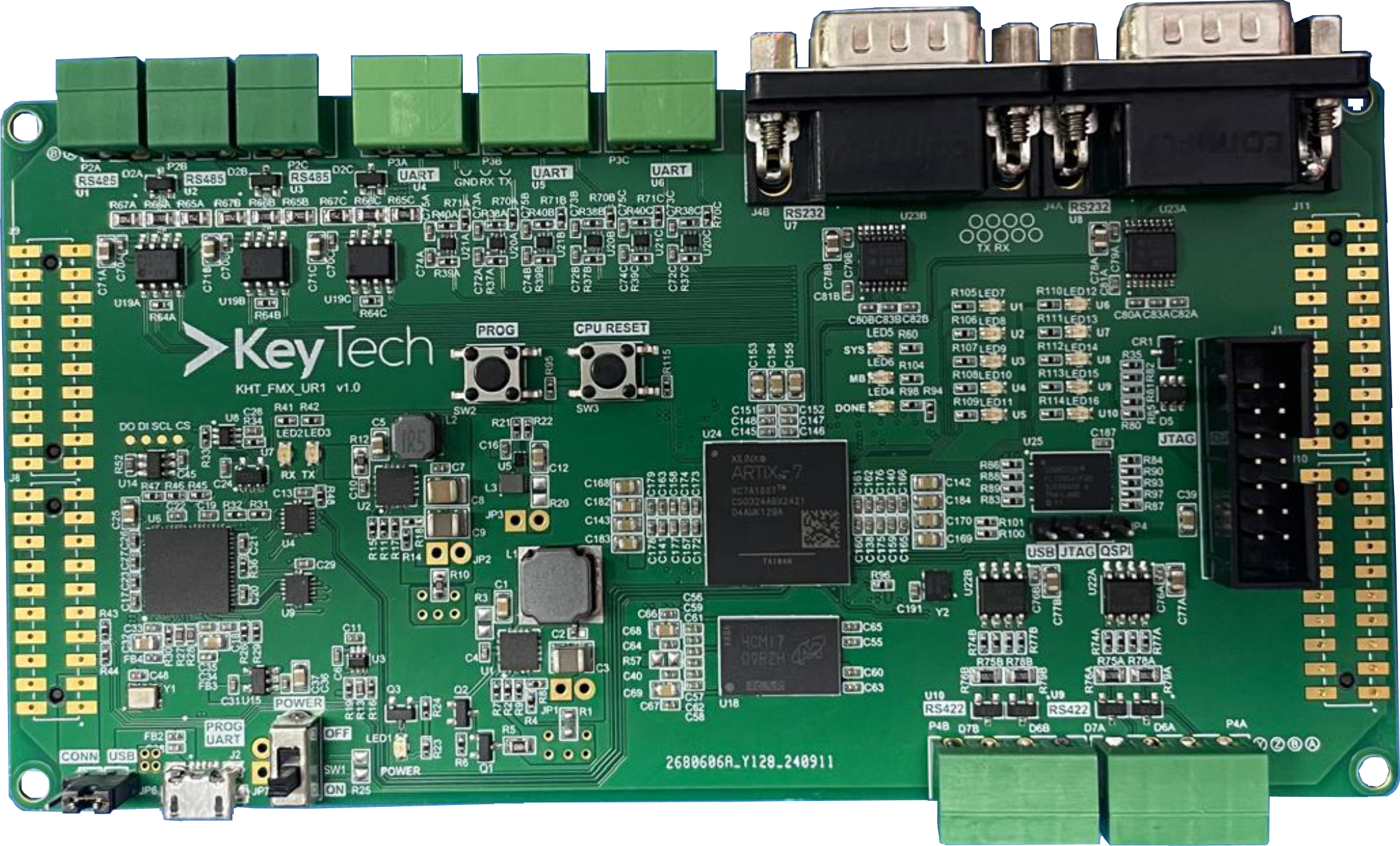 KeyTech KHT_FMX_UR1 FPGA tabanlı iletişim kartının gerçek fotoğrafı